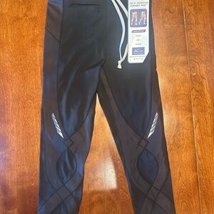 CW-X Black Performance Leggings with Gray Drawstring, NWT Size L